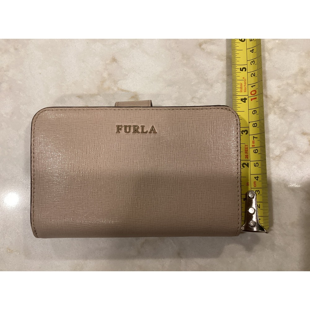 Furla Wallet Snap‎ Closure Card Holder Beige Leather Small